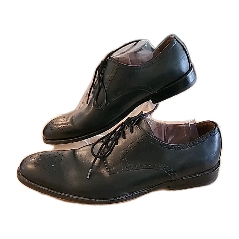 Aston Grey Miller Men Derby Brogue Dress Shoes Black Leather Size‎ 11